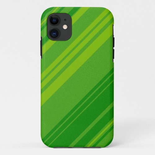 Green and Lime Stripes Pattern iPhone 11 Case