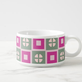 Green and Magenta Boxed Floral Bloom Chili Bowl