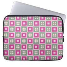 Green and Magenta Boxed Floral Laptop Sleeve