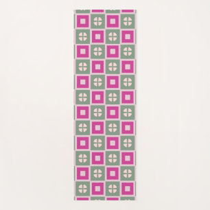 Green and Magenta Boxed Floral Yoga Mat