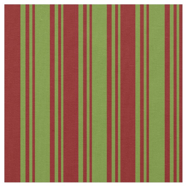 Green and Maroon Striped/Lined Pattern Fabric (Close Up)