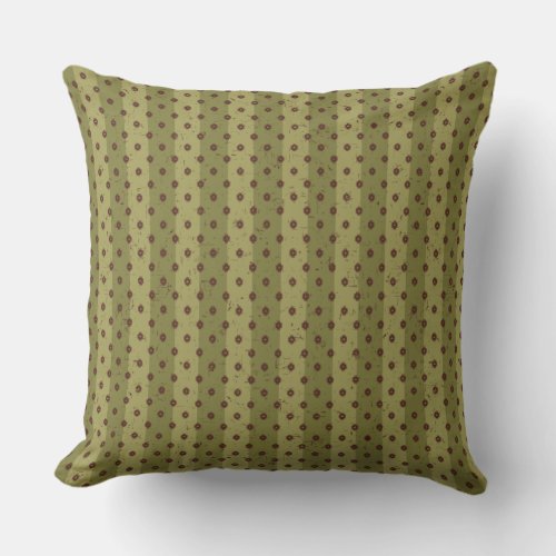 Green and Maroon Striped Polka Dots Throw Pillow