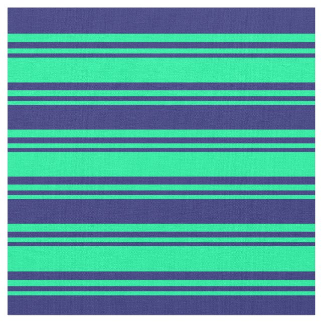 Green and Midnight Blue Lines Fabric (Close Up)