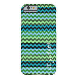 Green and Mint Chevron Stripes Monogram Barely There iPhone 6 Case