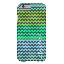 Green and Mint Chevron Stripes Monogram Barely There iPhone 6 Case