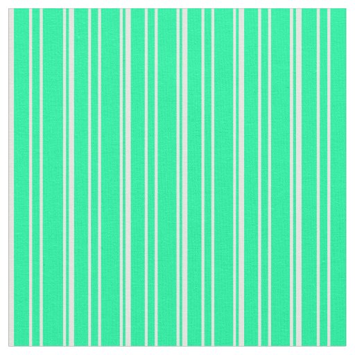 Green and Mint Cream Colored Stripes Pattern Fabric
