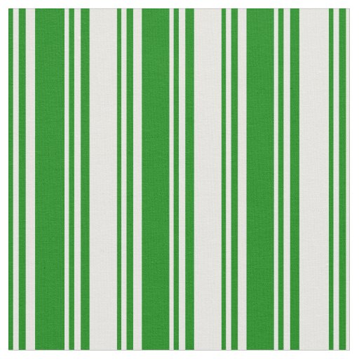 Green and Mint Cream Colored Stripes Pattern Fabric