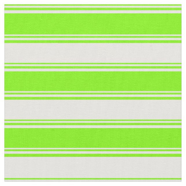 Green and Mint Cream Pattern of Stripes Fabric (Close Up)