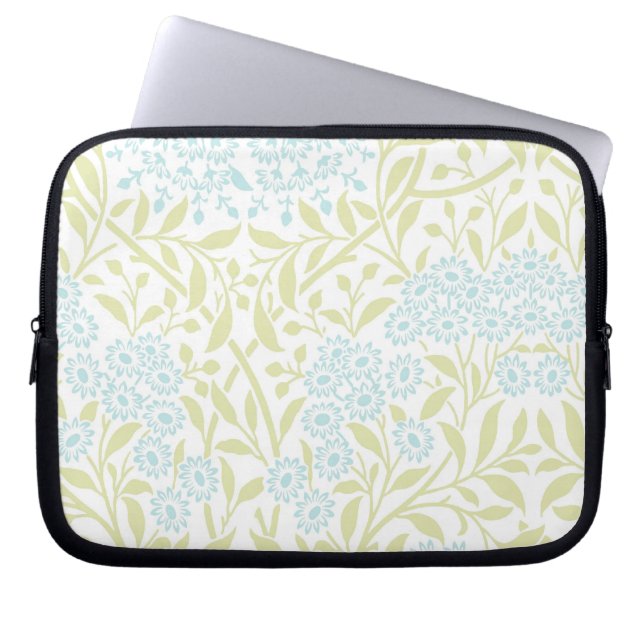 Green and Mint Floral Damask Pattern Laptop Sleeve (Front)