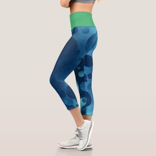 Green And Mixed Color Capri Leggings