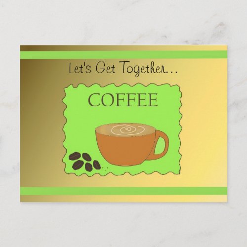 Green and Mocha Coffee Design Postcard