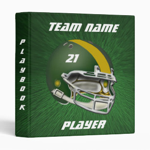Green and Mustard Yellow Football Helmet 3 Ring Binder