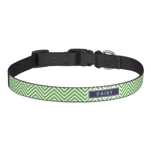 Green and Navy Blue Chevron Monogram Pet Collar