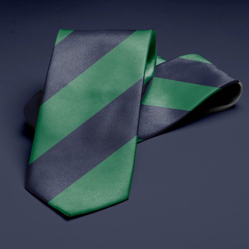 Green and Navy Blue Stripes Neck Tie