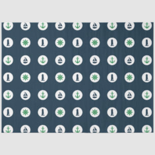 Green and Navy Nautical Series Design 15 Tissue Paper