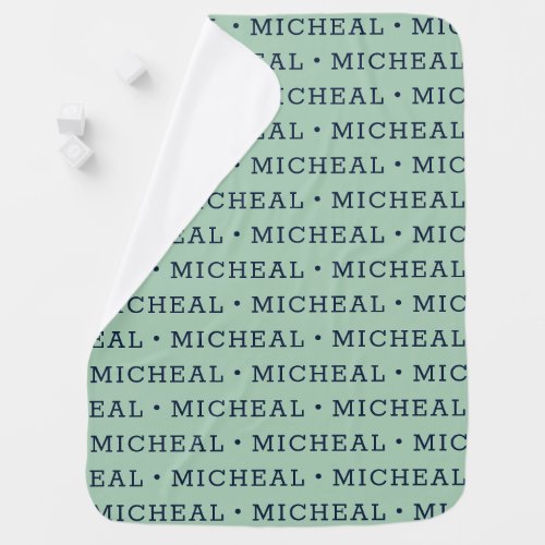 Green and Navy Simple Boy Personalized Name Baby Blanket