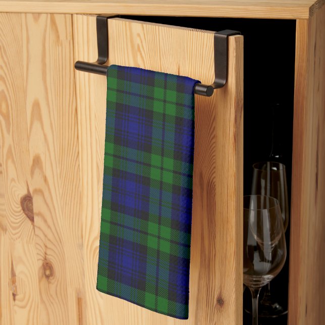 Green and navy Tartan Kitchen Towel (Thirds Fold)