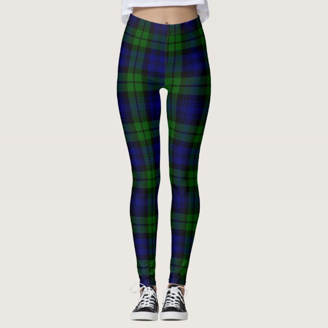 Green and navy Tartan Leggings (Front)