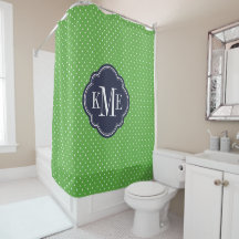 Green and Navy Tiny Dots Monogram