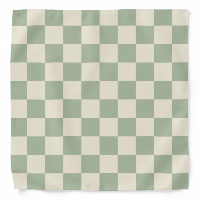 Green and Off White Checkerboard Bandana (Front)