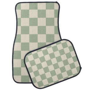 Green and Off White Checkerboard Car Floor Mat