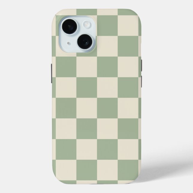 Green and Off White Checkerboard Case-Mate iPhone Case (Back)