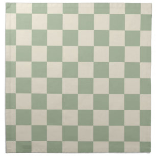 Green and Off White Checkerboard Cloth Napkin