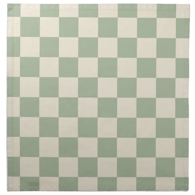 Green and Off White Checkerboard Cloth Napkin (Front)