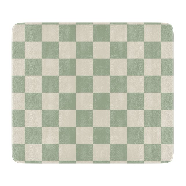 Green and Off White Checkerboard Cutting Board (Front)