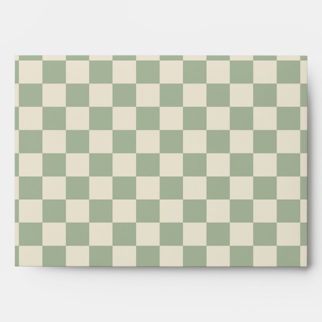Green and Off White Checkerboard Envelope (Front)