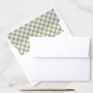 Green and Off White Checkerboard Envelope Liner