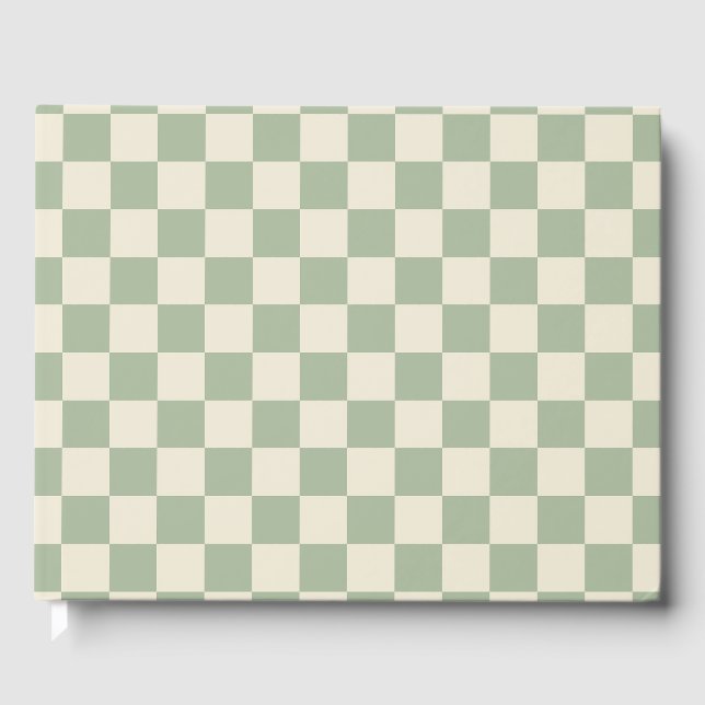 Green and Off White Checkerboard Guest Book (Front)