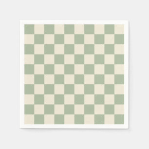 Green and Off White Checkerboard Napkins