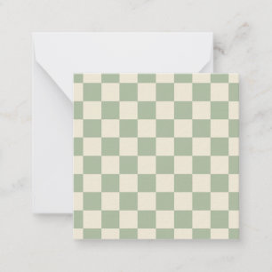 Green and Off White Checkerboard Note Card