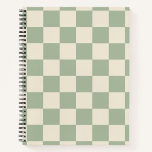 Green and Off White Checkerboard Notebook