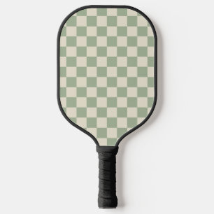 Green and Off White Checkerboard Pickleball Paddle
