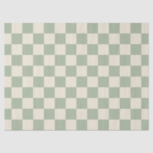 Green and Off White Checkerboard Tissue Paper