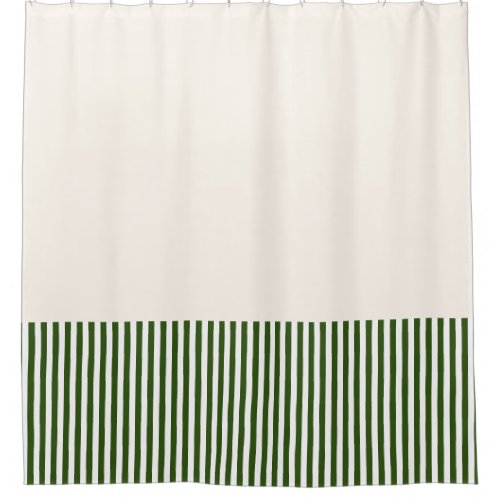 Green and off white stripe Shower Curtain