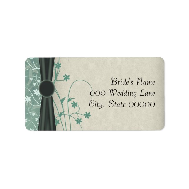 Green and Off White Wedding Address Labels (Front)