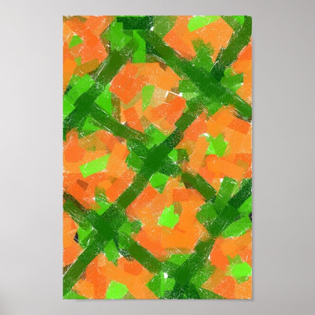 Green and Orange Abstract Modern Art Poster (Front)