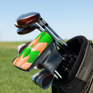 Green And Orange Art Deco Design Golf Head Cover