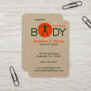 Green and Orange Body Madness Personal Trainer Business Card