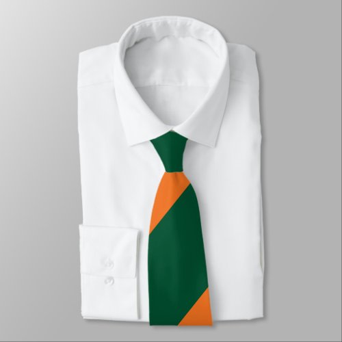 Green and Orange Broad Regimental Stripe Neck Tie
