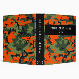 Green and  Orange Camo, Camouflage, Military, Army 3 Ring Binder