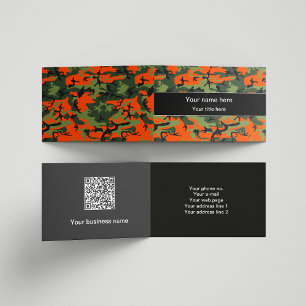 Green and Orange Camo, Camouflage, Military, Army Business Card