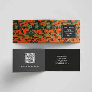 Green and Orange Camo, Camouflage, Military, Army Business Card