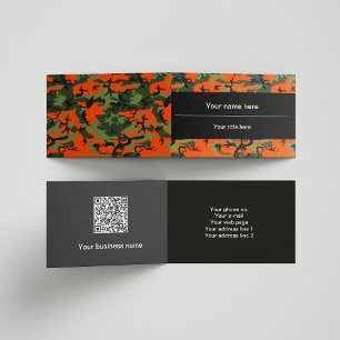 Green and  Orange Camo, Camouflage, Military, Army Business Card