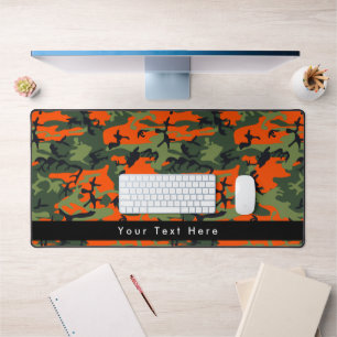 Green and Orange Camo, Camouflage, Military, Army Desk Mat