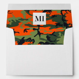 Green and  Orange Camo, Camouflage, Military, Army Envelope