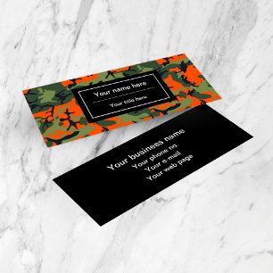 Green and  Orange Camo, Camouflage, Military, Army Mini Business Card
